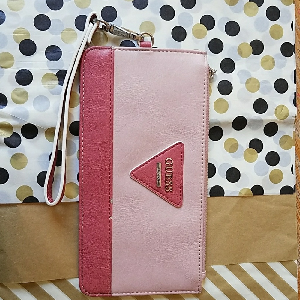 Guess wristlet, light and dark pink.